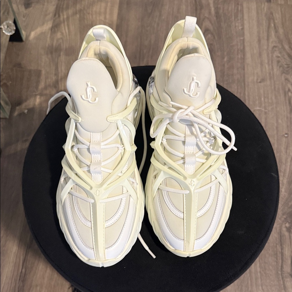 Jimmy Choo White and Cream Sneakers